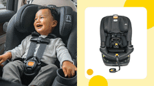 Baby in Chicco Fit360, Mom with child in UPPAbaby Minu V3, Maxi-Cosi Iora Bassinet, Dad with children in UPPAbaby Vista v3 with Rumbleseat V3, Pottery Barn Kids Emerson Convertible Crib, and baby in Stokke Clikk High Chair
