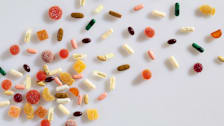 Prenatal Vitamins spilled on a surface