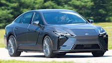 2026 Lexus ES EV driving at Consumer Reports' Auto Test Center