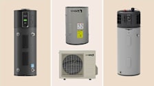 From left to right: Navien NWP500-50 water heater, Sanden SanCO 2 water heater, GE Profile Geospring PH50S10BPY water heater