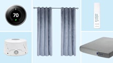 Nest thermostat, Yogasleep white noise machine, velvet curtains, This Works pillow spray, Casper mattress