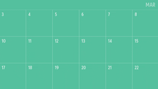 Images of a space heater, an air purifier, and a robotic vacuum rotating on a March calendar.
