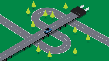 An Illustration of an Electric Car on a Road