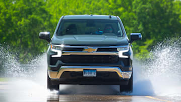 Chevrolet Silverado used for testing tires for hydroplaning resistance.
