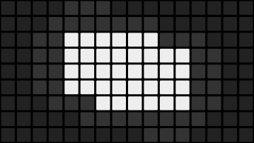 Matrix of medium-sized rounded recatangles representing Mini LEDs in numerous dimming zones