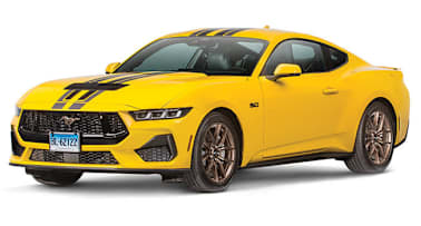 yellow 2026 Ford Mustang 3/4 facing left