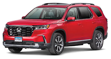red 2026 Honda Pilot 3/4 facing left