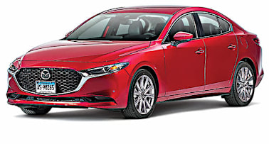 red 2026 Mazda 3 3/4 facing left