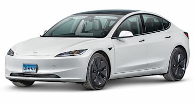 white 2026 Tesla Model 3 3/4 facing left