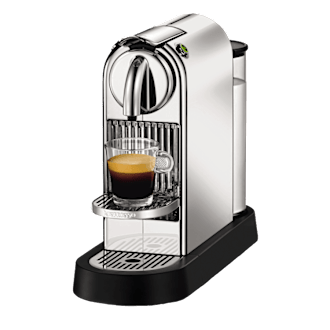 Nespresso CitiZ EN267BAE with cup of espresso in glass cup