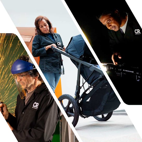 A montage of 3 CR expert testers working in the lab