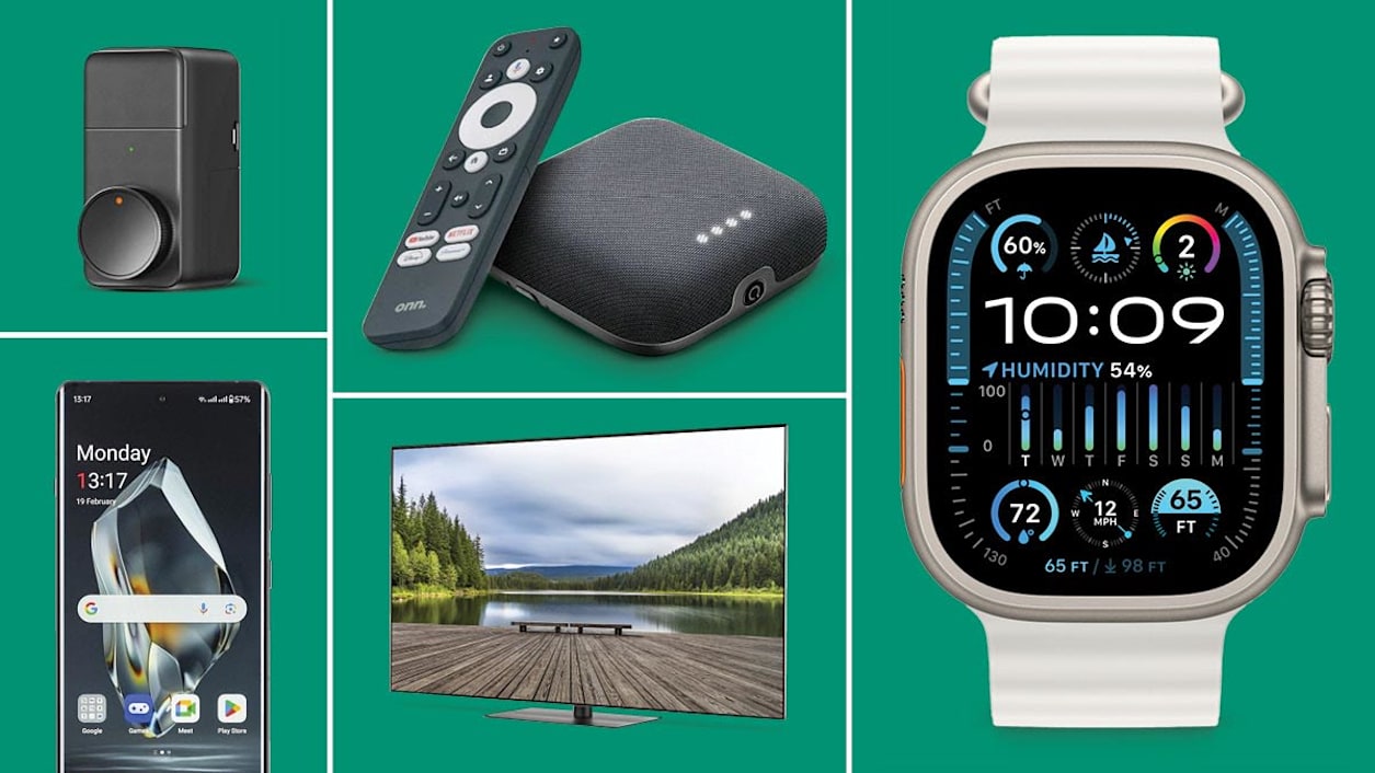 SwitchBot Lock Pro + Hub Mini Matter
Enabled, OnePlus 12R smartphone, Onn
4K Pro Streaming Device, LG OLED65G4SUB TV, and Apple Watch Ultra 2 GPS + Cellular