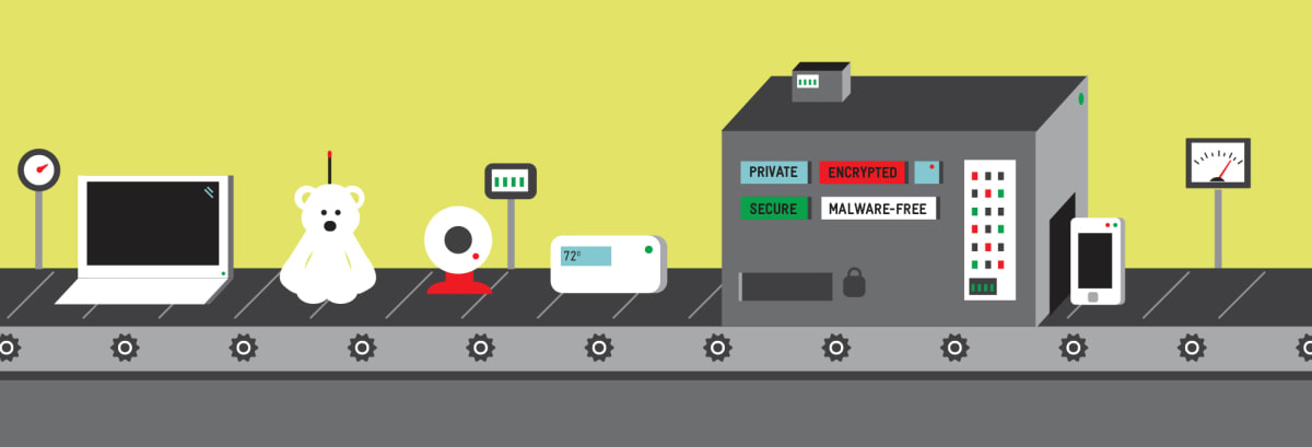 Illustration of conveyor of smart objects
