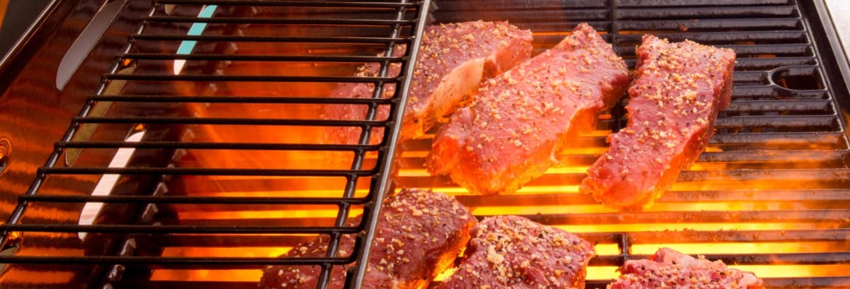 Meat on a gas grill