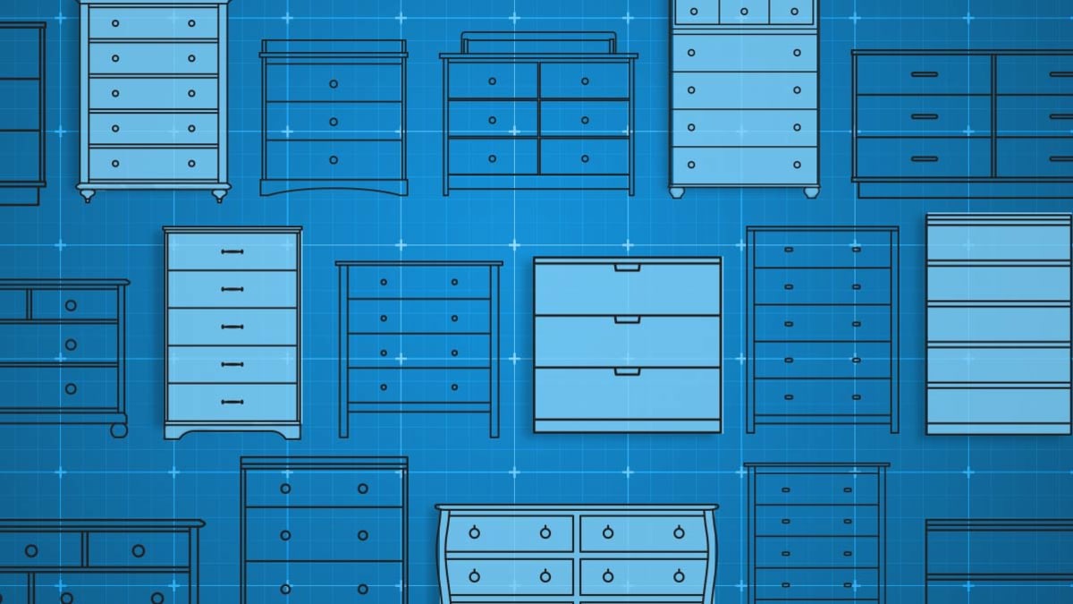 Illustration of multiple dressers on blueprint