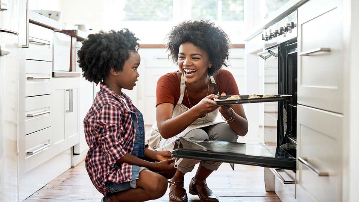 Mom and daughter in kitchen