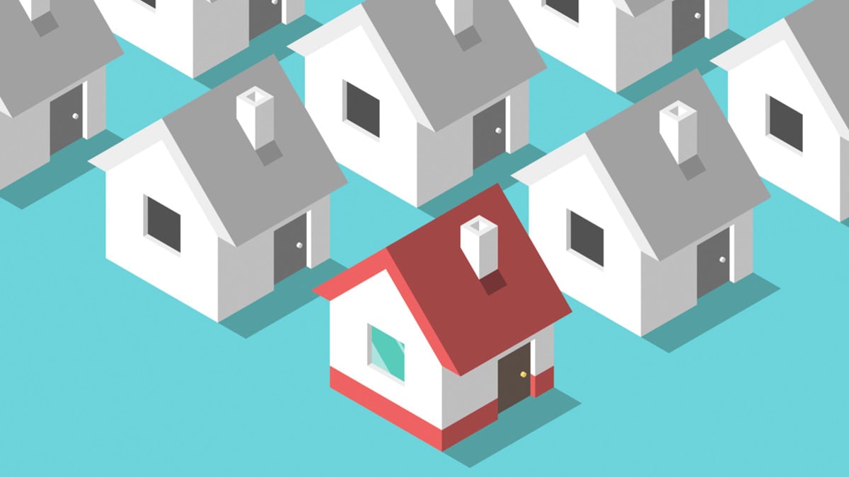 Multiple houses relay a mortgage concept