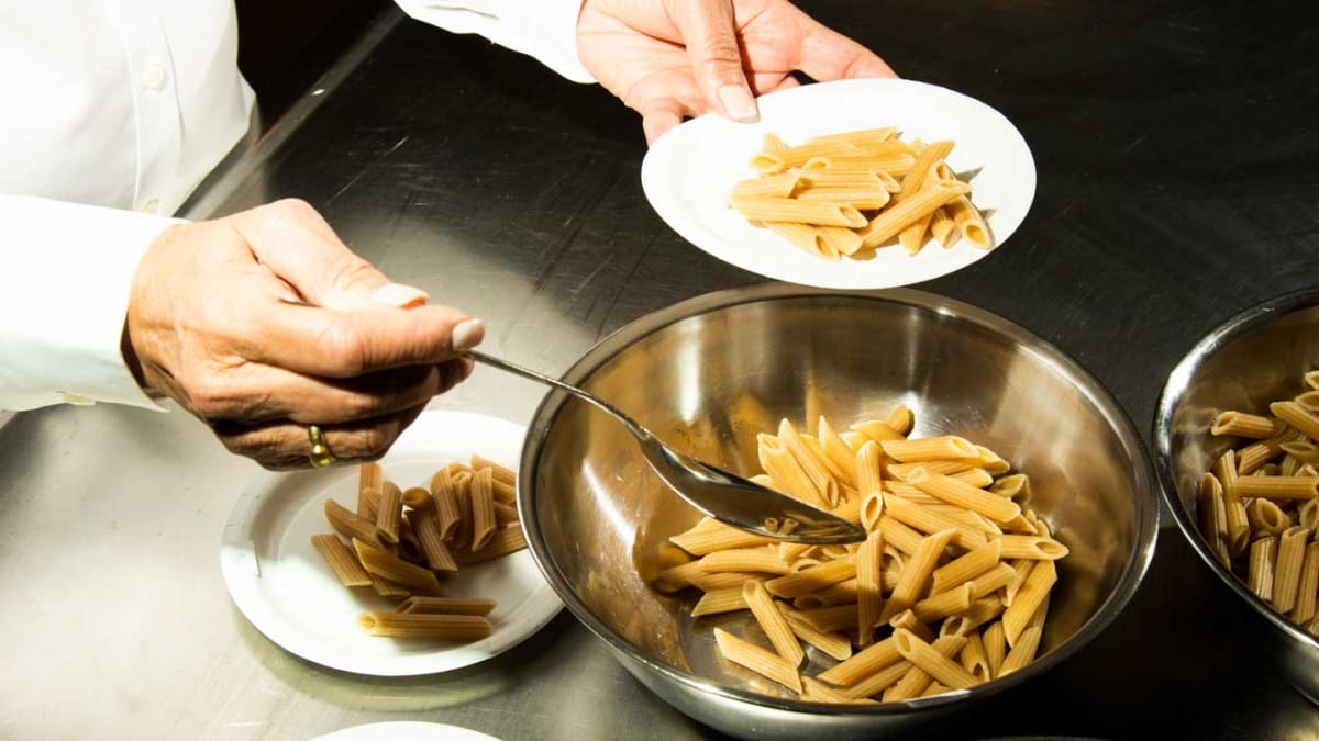 tester with whole wheat pasta