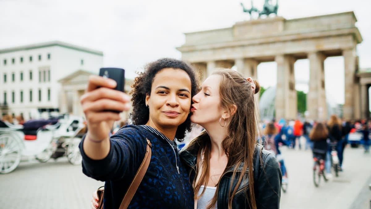 Young couple traveling to Germany on vacation