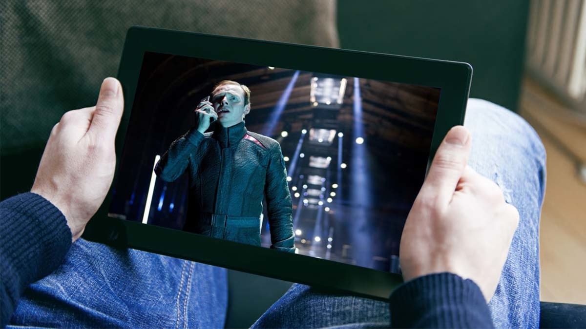watching streaming service on tablet