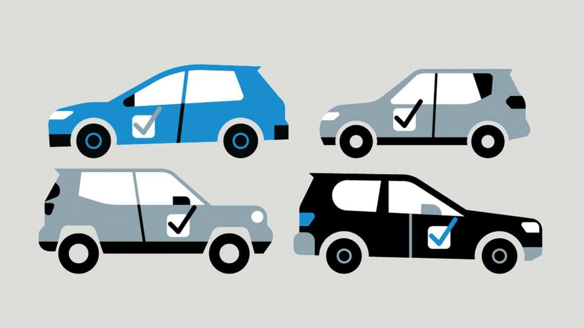 suv illustrations with check marks