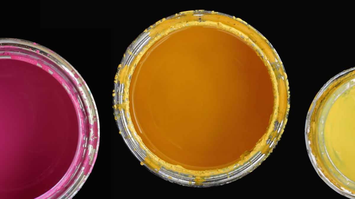 Overhead shot of old paint cans