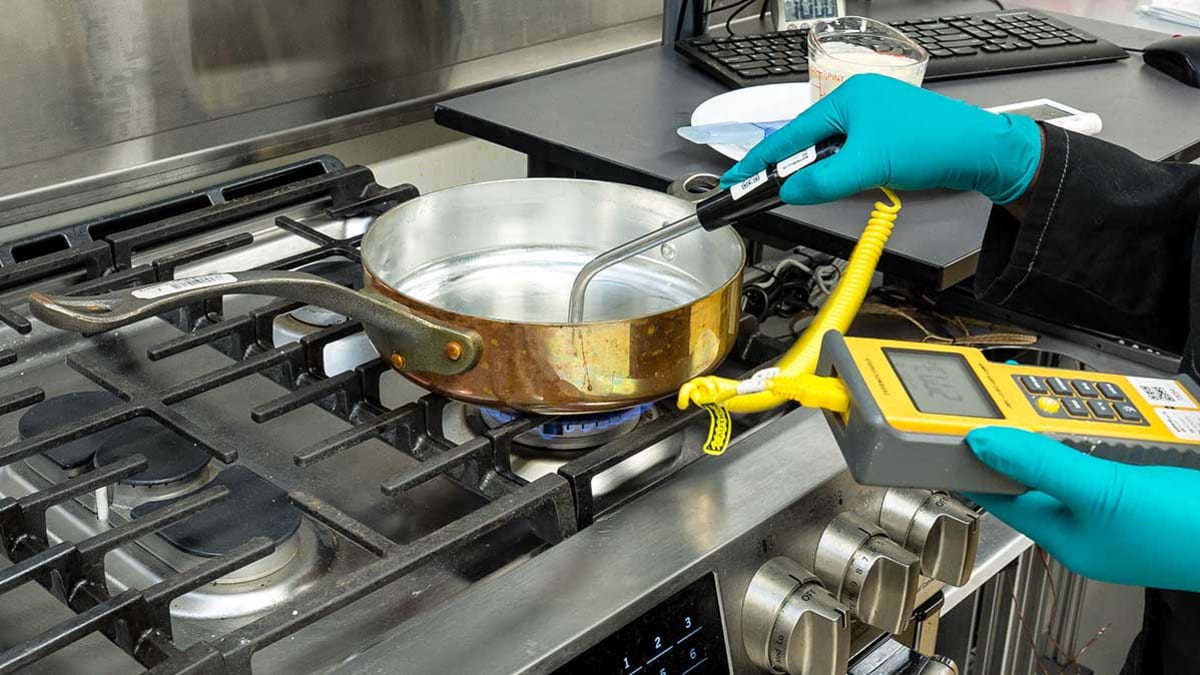 Testing copper pans