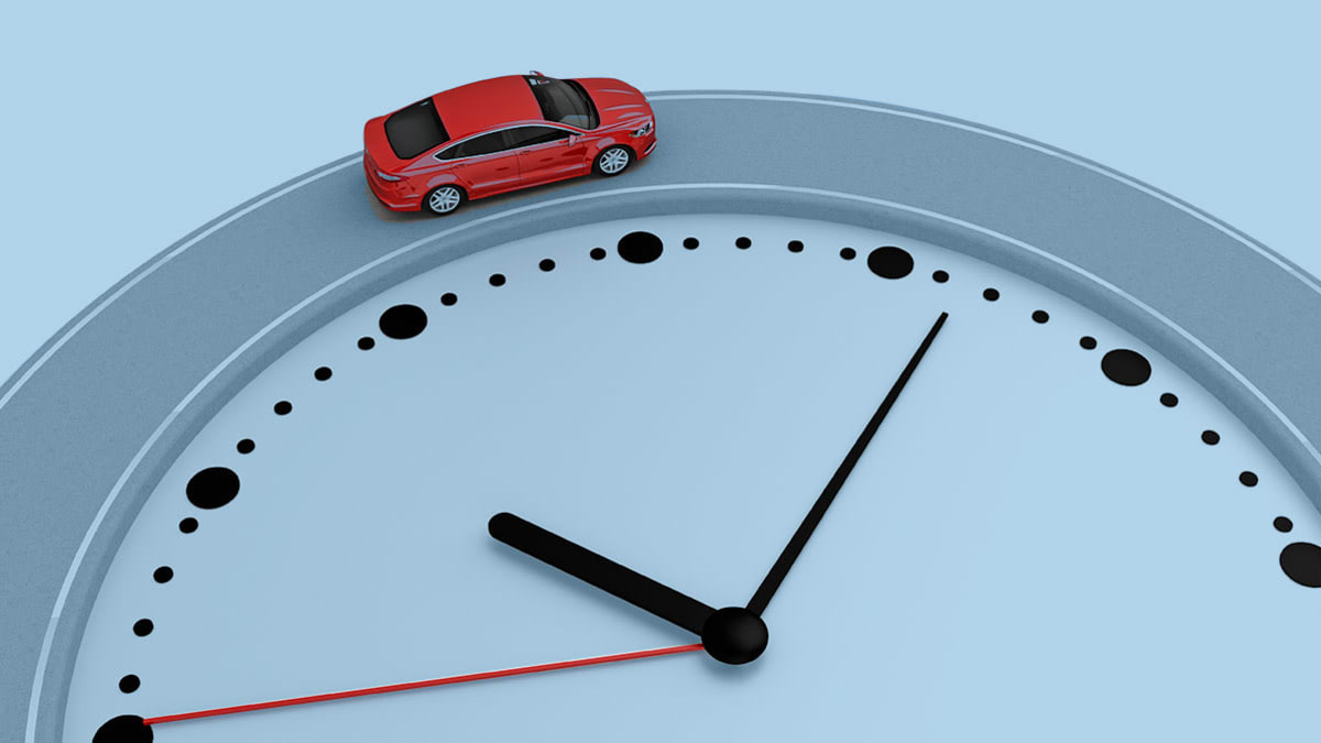 car on clock
