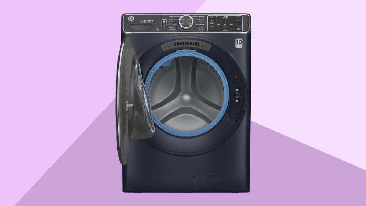 GE GFW850SPNRS washing machine in sapphire blue
