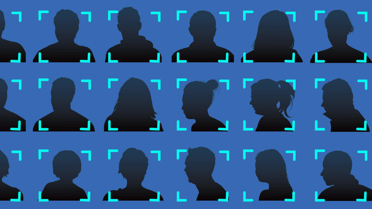 Illustrations of silhouetted people's faces.