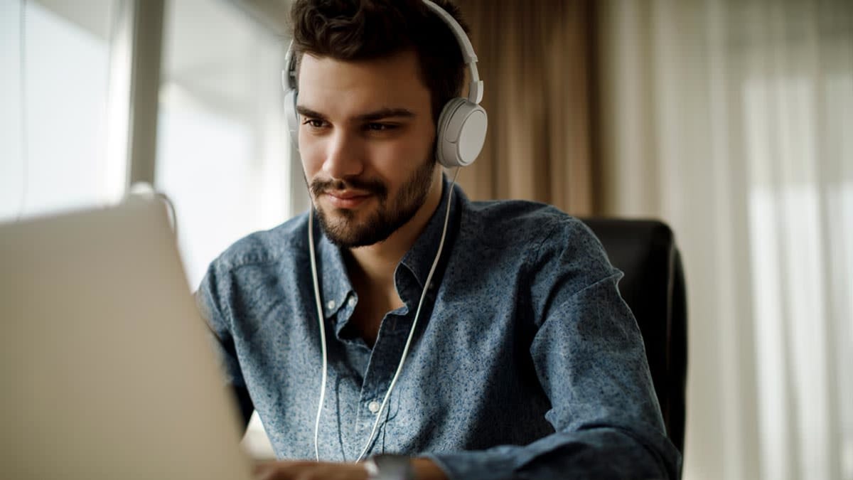 A man wearing headphones