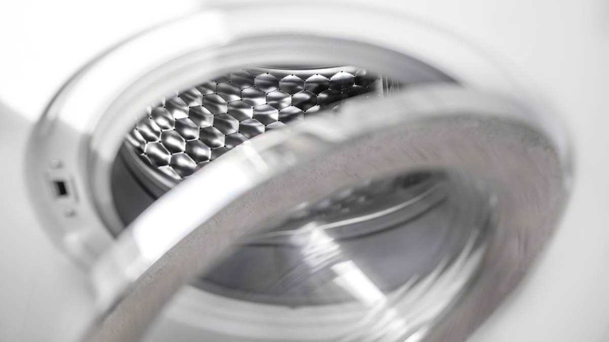 front loading washing machine with door open