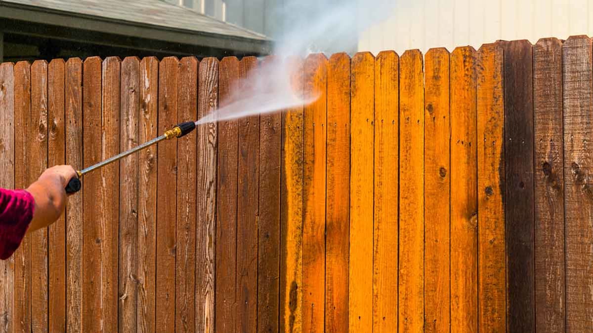 pressure washing fence