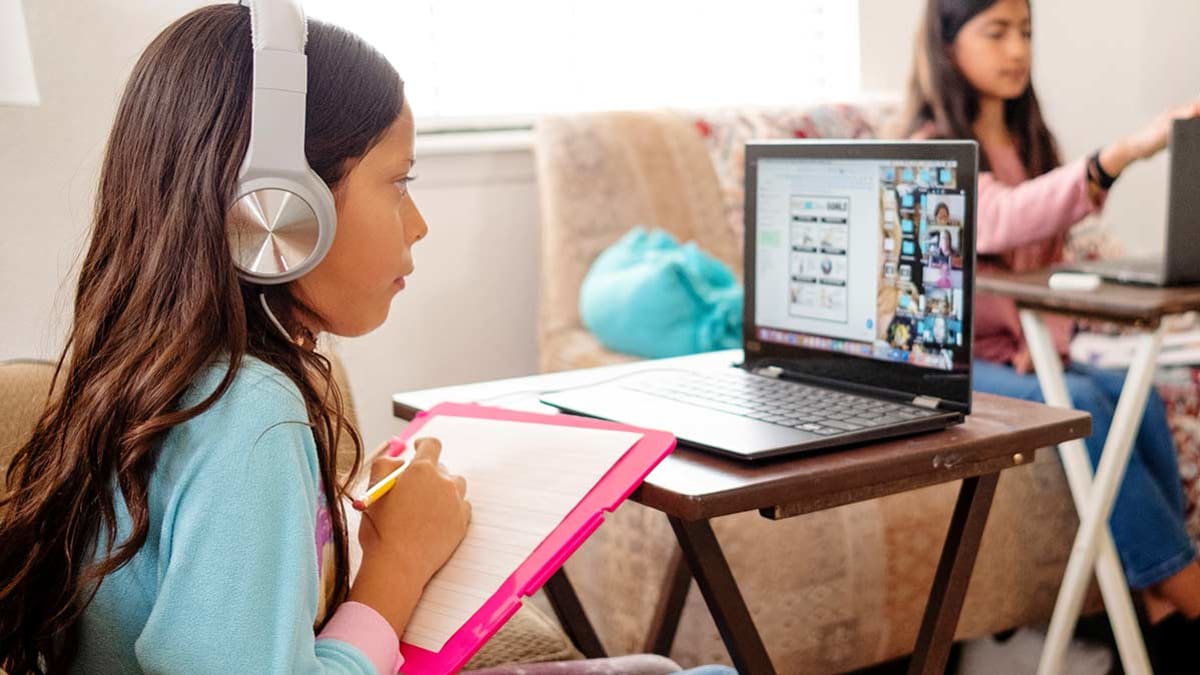 children learning from home
