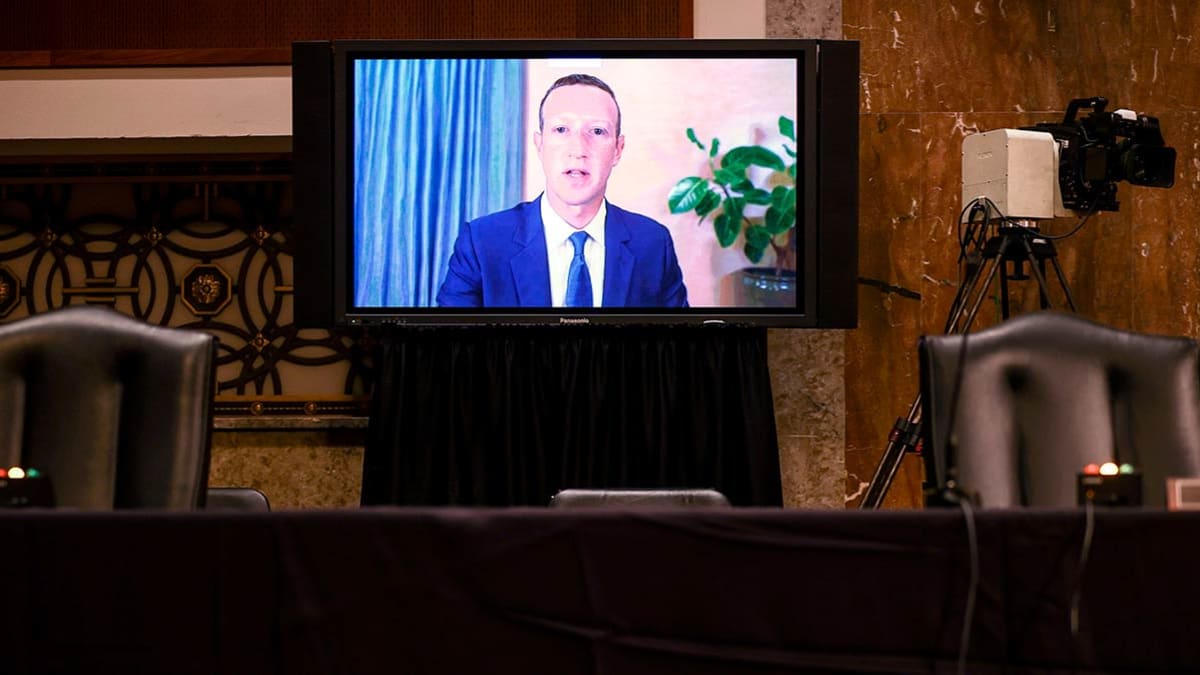 Mark Zuckerberg, Chief Executive Officer of Facebook, testifies remotely during the Senate Judiciary Committee hearing on 'Breaking the News: Censorship, Suppression, and the 2020 Election' on Capitol Hill on November 17, 2020 in Washington, DC