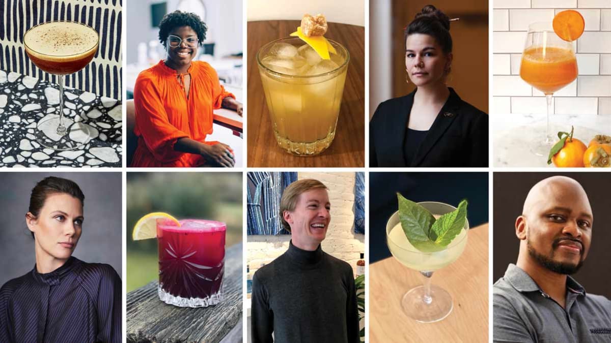 Grid of images from story, chefs and drinks