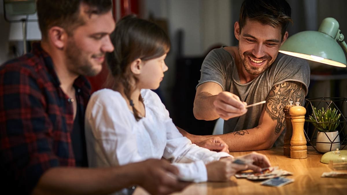 family playing cards