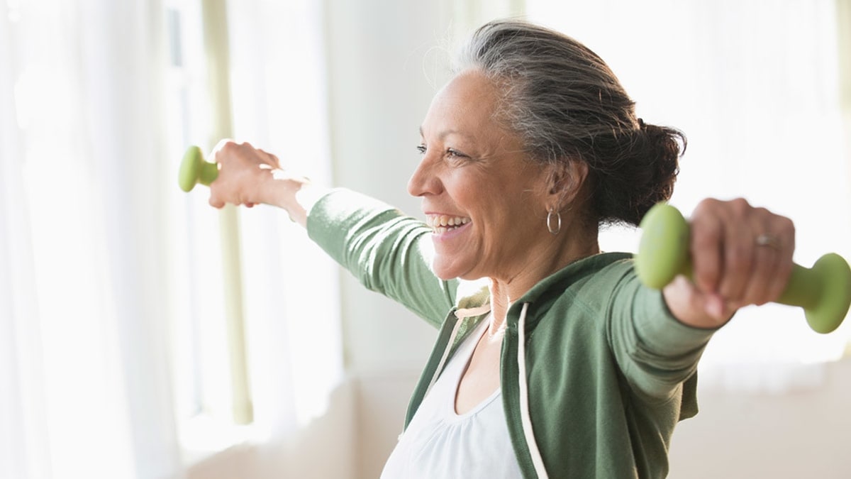 Person using hand weights