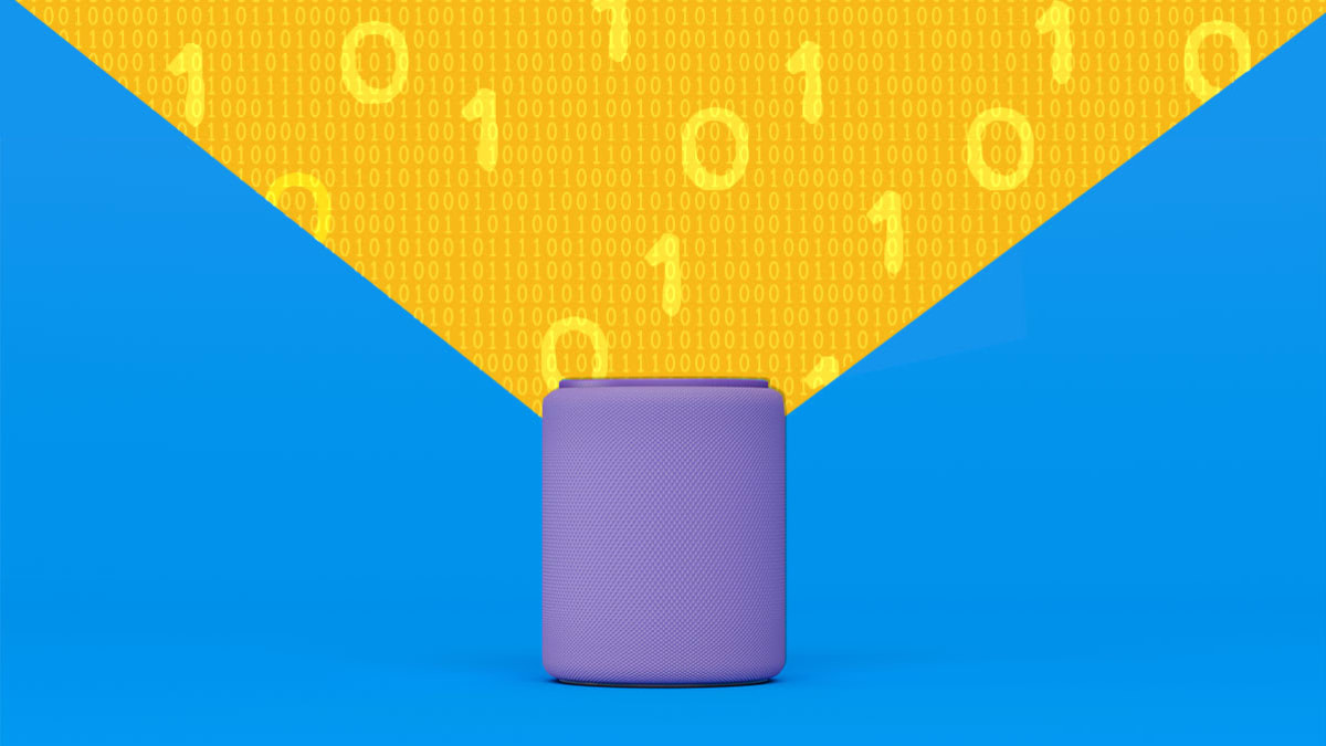 A smart speaker emitting binary data