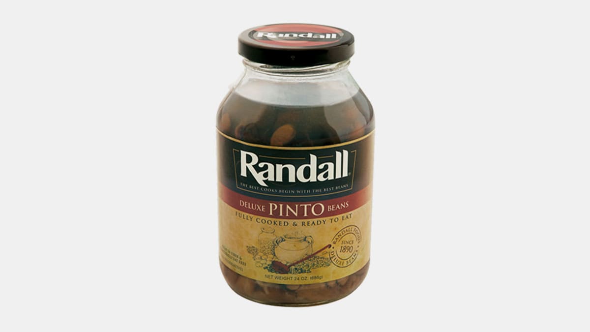 Glass jar of Randall pinto beans