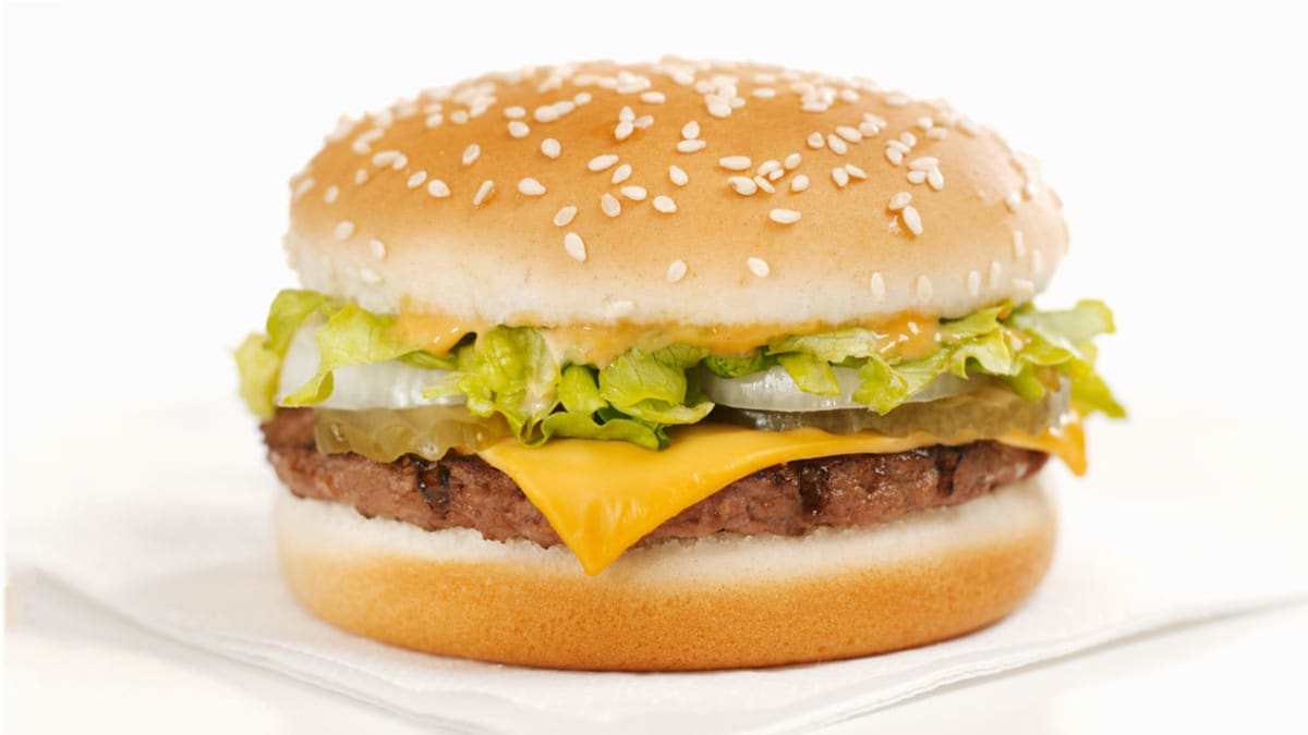 Cheeseburger on napkin