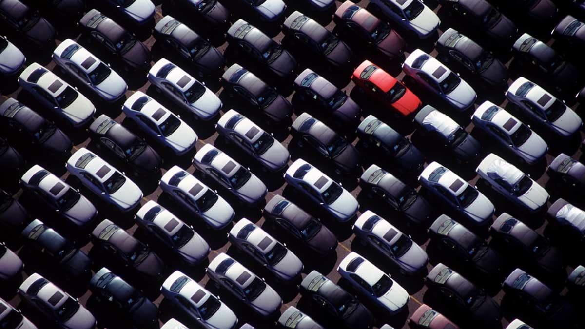 A car lot seen from above