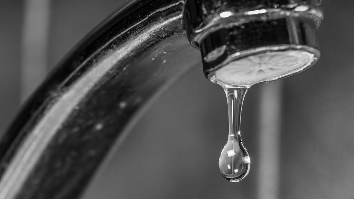 Water dripping from a faucet