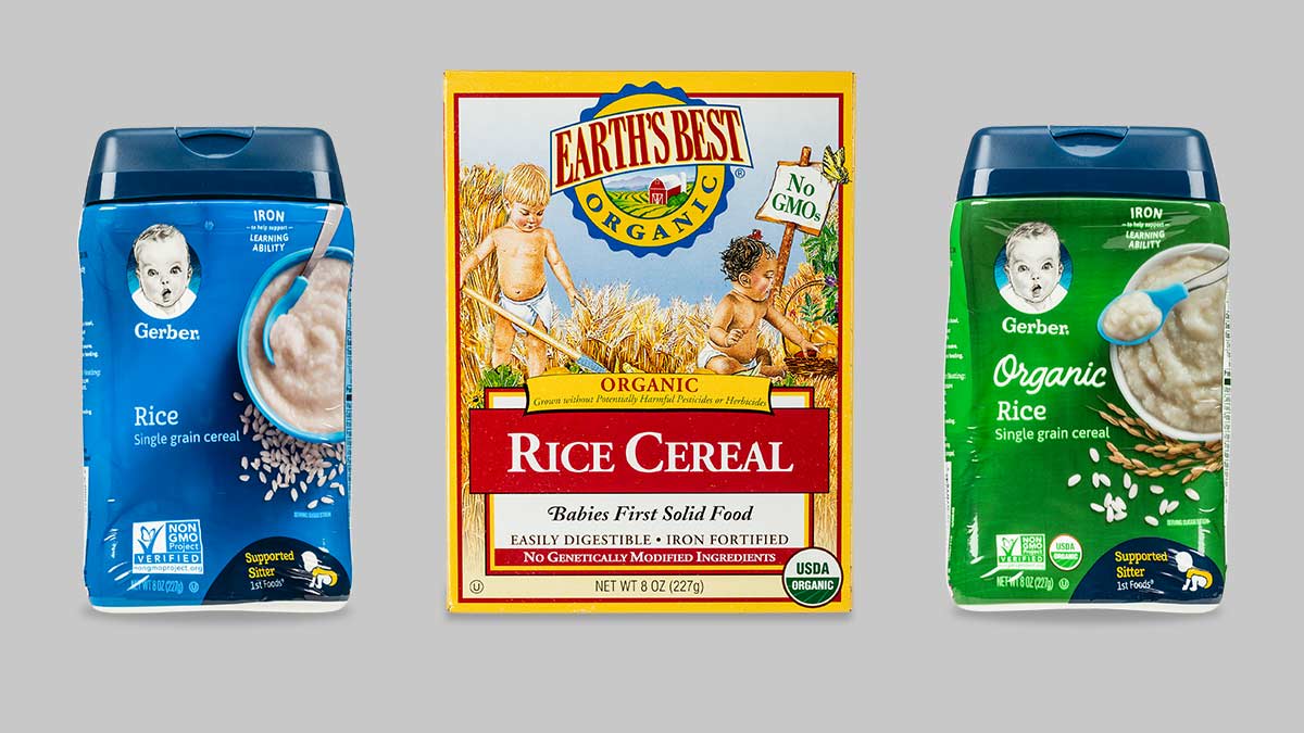 Gerber and Earth's Best Infant Rice Cereal