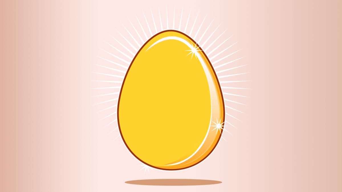 illustration of golden egg with rays coming off it