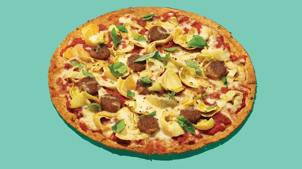 Plant based sausage pizza
