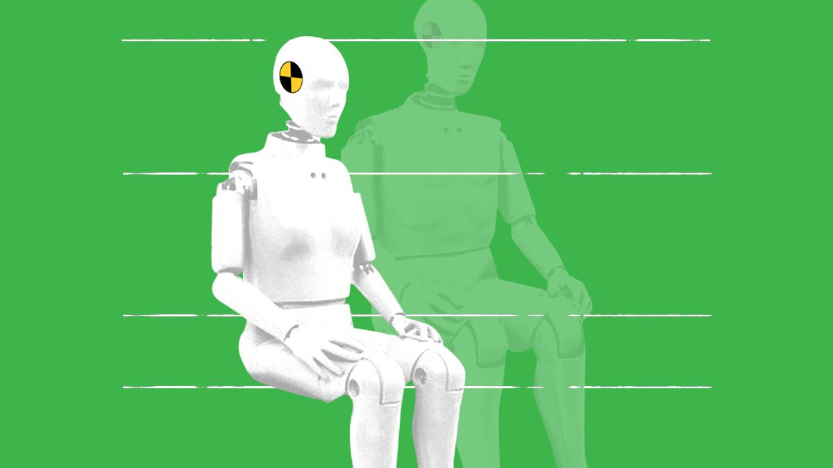 illustration of test dummy on green background