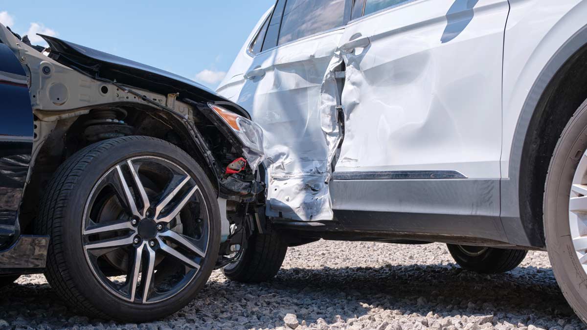 Cars Damaged in car accident on a city street