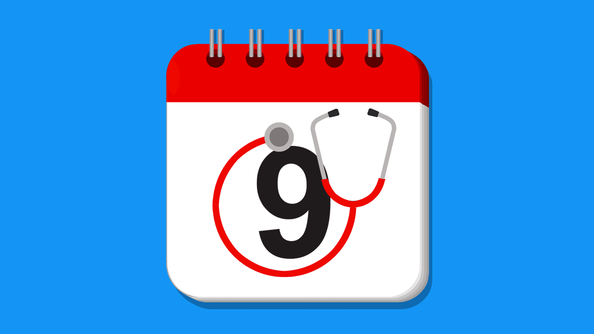 Illustration of a calendar icon with a stethoscope around it.