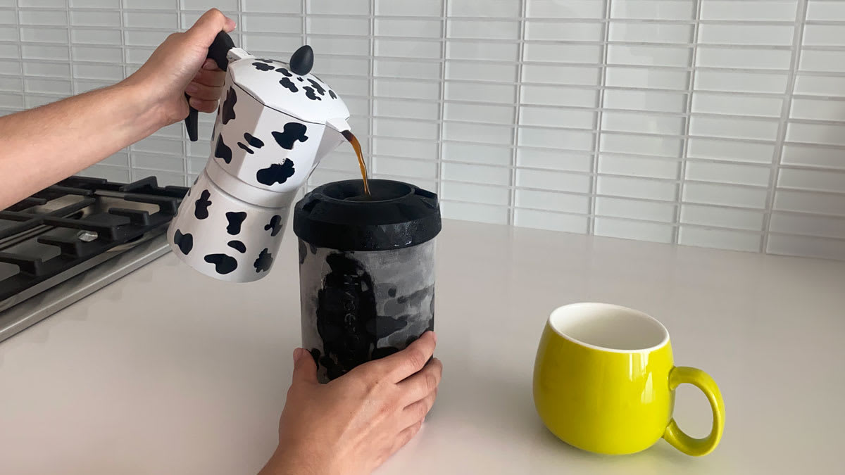 Pouring coffee into The HyperChiller